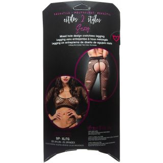 Beverly Hills Naughty Girl Lingerie - Mixed Hole Design Crotchless Leggings Black - OS