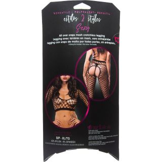 Beverly Hills Naughty Girl Lingerie - All Over Straps  Mesh Crotchless Leggings - OS