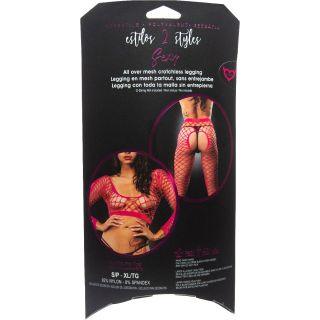 Beverly Hills Naughty Girl Lingerie - All Over mesh Crotchless Leggings Pink - OS