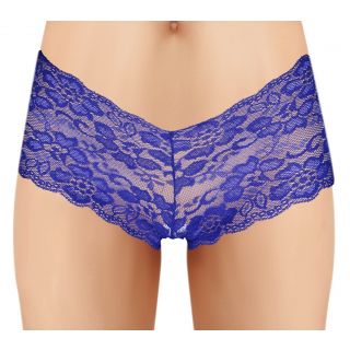 Lace Boyleg with Bead Design - Blue - XL