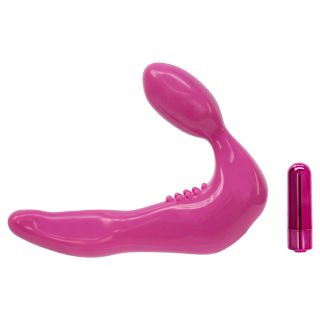 Pure Love® - Strapless Strap-On Silicone Dildo With Vibrating Bullet – Pink 