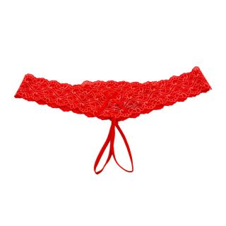 Popsi Lingerie – Lace Crotchless G-String – Red – Plus Size