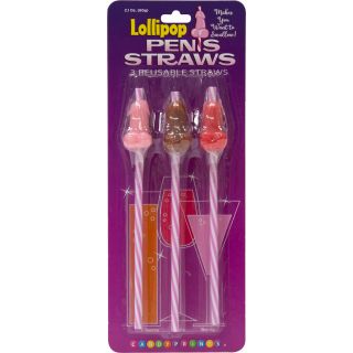 Candy Prints - Reusable Lollipop Penis Straws - 3 Pack
