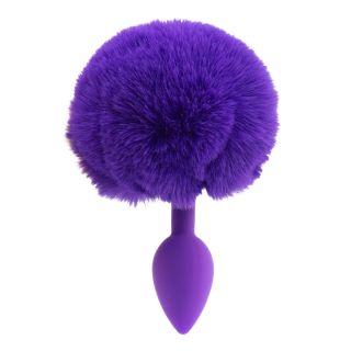 Pure Love® - Fluffy Bunny Tail Silicone Butt Plug – Purple