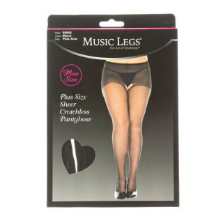 Music Legs® - Sheer Crotchless Pantyhose– Black – Plus Size