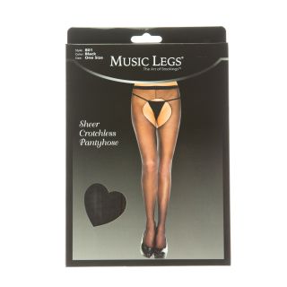 Music Legs® - Sheer Crotchless Pantyhose– Black – OS