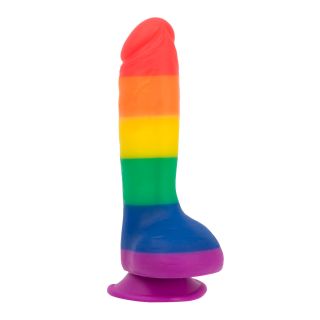 Pure Love® - Rainbow Silicone Dildo With Suction Base – 8 In.