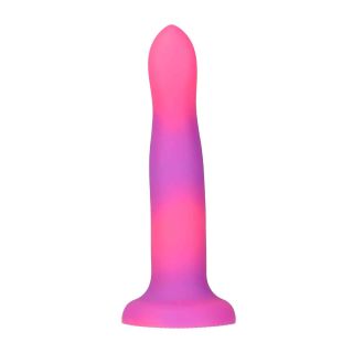 BMS - Rave by Addiction - 8" Glow in the Dark Dildo - Pink Purple
