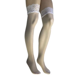HOT – Lace Top Thigh High - White - OS