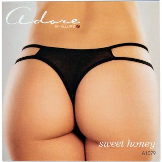 Allure – Adore – Crotchless Scalloped Lace Honey Panty - Black