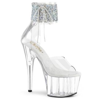 Pleaser - Adore 7” Platform Heel - Clear Silver 