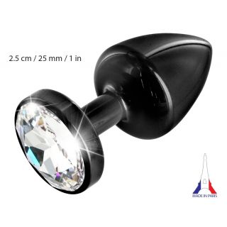 Anni Black Round Butt Plug with Swarovski Elements (T1 Size) - Black