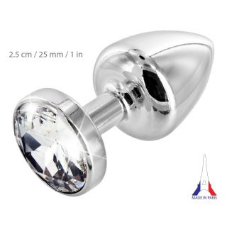 Anni Silver Round Butt Plug with Swarovski Elements (T1 Size) - Silver