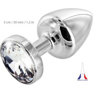 Anni Silver Round Butt Plug with Swarovski Elements (T2 Size) - Silver