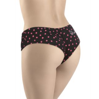 'Bachelorette' Polka Dot Panty with Pink Bow - Black/Pink - OS