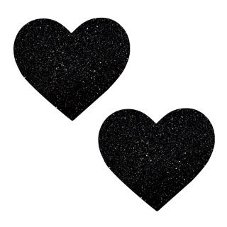 Neva Nude - Black Malice Glitter I Heart U Nipztix Pasties