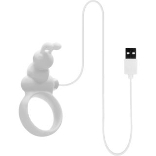 Buckle Up Silicone Cock Ring with Clitoral Stimulator (USB Powered) - White