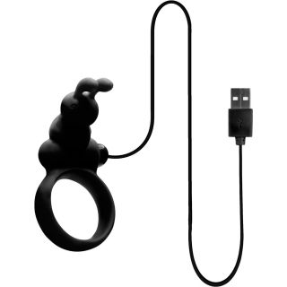 Buckle Up Silicone Cock Ring with Clitoral Stimulator (USB Powered) - Black