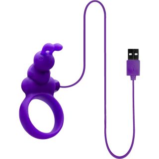 Buckle Up Silicone Cock Ring with Clitoral Stimulator (USB Powered) - Purple