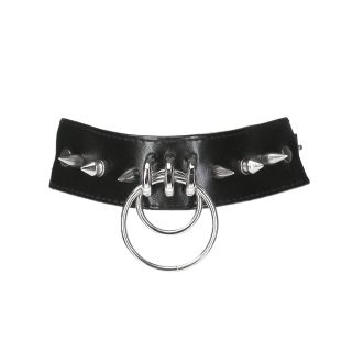 Western Fashion - Black Leather and Spike Choker