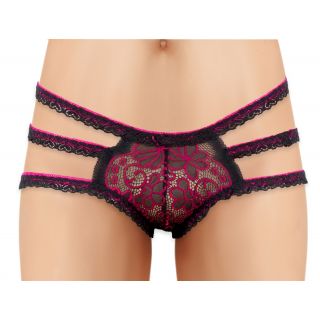 Cherry Wear Lace Panty with Floral Design - Pink - OS