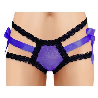 Cherry Wear Lace Panty with Ribbon Bows - Purple - OS