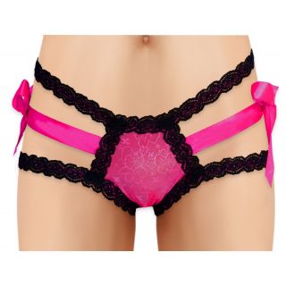 Cherry Wear Lace Panty with Ribbon Bows - Fuchsia - OS