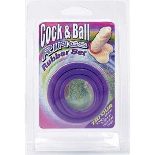 Cock & Ball Ring Set Of 3 Purple