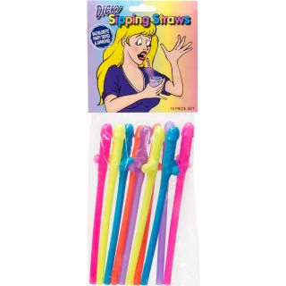Colorful Dicky Sipping Straws - 10pc Set