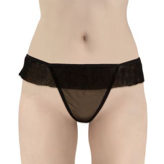 Crotchless Panty with Bow - Black - OS