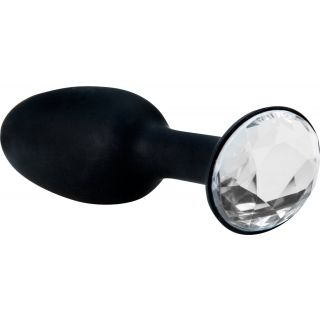 Crystal Amulet Silicone Butt Plug - Black - Large