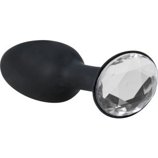 Crystal Amulet Silicone Butt Plug - Black - Small