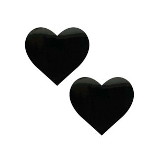 Neva Nude - Dom Squad Black Wet Vinyl Heart Nipztix Pasties