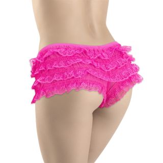 Elegant Moments Lace Ruffled Booty Shorts - Pink - OS
