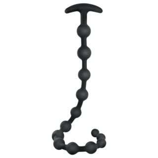 Arse Beads 19” Ribbed Silicone Anal Beads - Black 
