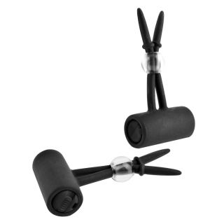 Fetish Fantasy Vibrating Silicone Nipple Lassos - Black