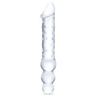 Gläs - 12” Double Ended Glass Dildo with Anal Beads