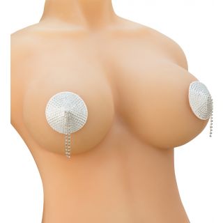 HOT Sequin Circle Nipple Pasties - Self Adhesive - White