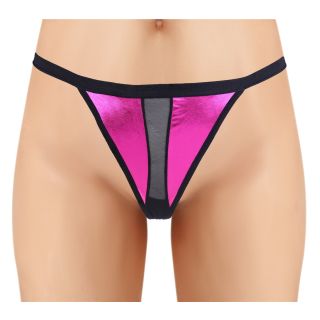 Ladies Sheer Crotch Thong - Pink - OS
