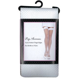 Leg Avenue ~ Nylon Fishnet Thigh Highs - White - OS