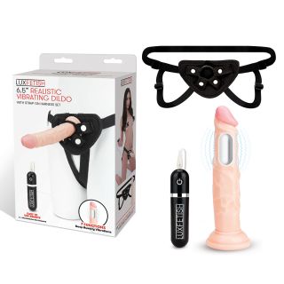 Lux Fetish – 6.5” Vibrating Dildo & Strap-On Harness Set