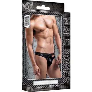 Male Power Buckle Thong - Black - LXL