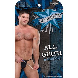 Male Power Novelty Tape Measure G-String - Black - OS