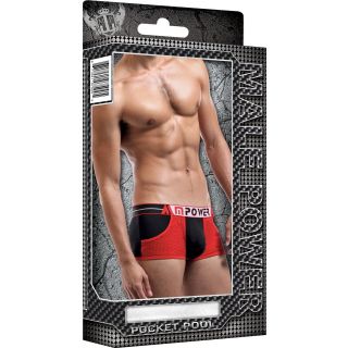 Male Power Pocket Pool Short - Red/Black - M