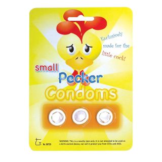 Novelty Small Pecker Condoms - 3 per Card