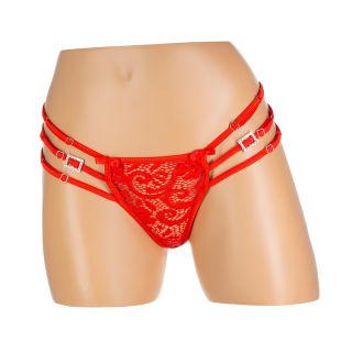 G World Intimates – Bling & Lace Panty – Red – One Size