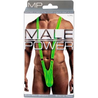 Male Power Euro Male Sling with Rings-Lime-L/XL