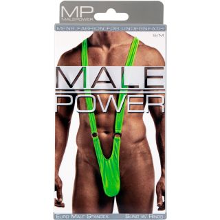 Male Power Euro Male Sling with Rings-Lime-S/M