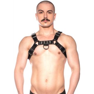 Prowler RED – Leather Bull Harness - Black-L