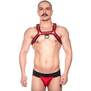 Prowler RED – Leather Bull Harness - Red-M